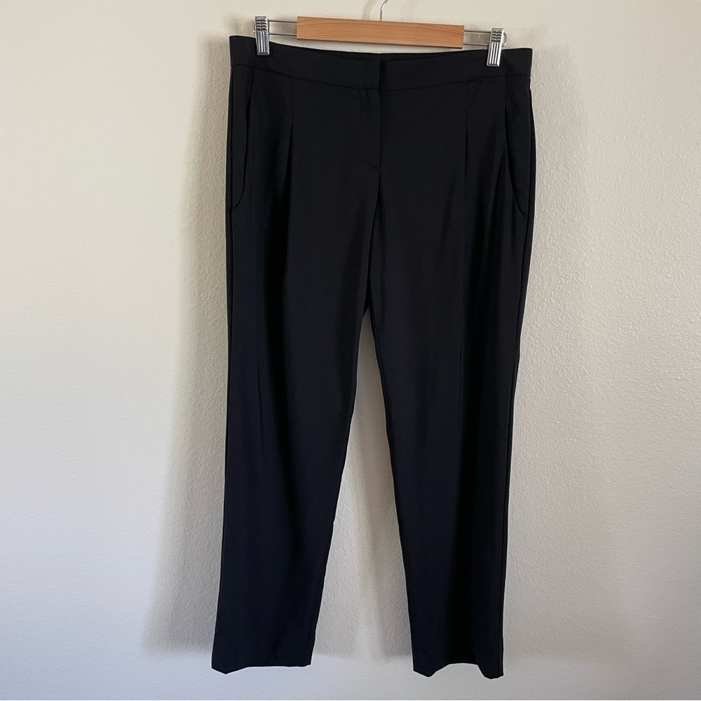 Theory Dress Pants Black Wool Blend Pleated Size 10